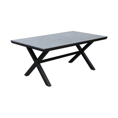 6 Place Seating Outdoor Aluminum Patio Dining Table Set and Chairs with Gray Textilene Fabric