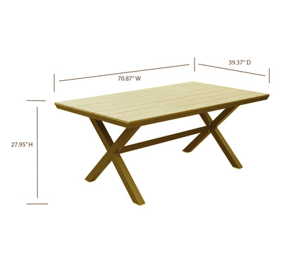 6 Place Seating Outdoor Aluminum Patio Dining Table Set and Chairs with Brown Textilene Fabric