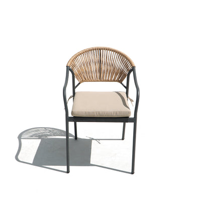 6 Place Seating Yellow Outdoor Patio Dining Chairs and Table Set