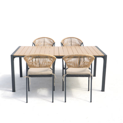 6 Place Seating Yellow Outdoor Patio Dining Chairs and Table Set