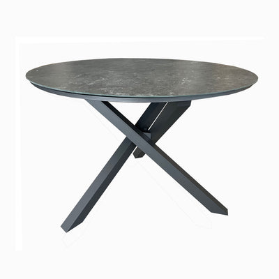 4 Place Seating Grey Outdoor Aluminum Round Patio Dining Table and Stackable Chairs Set