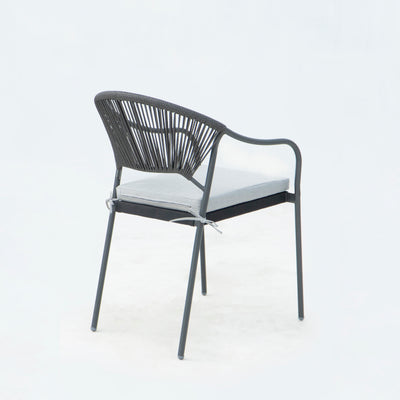 6 Place Seating Black Outdoor Patio Dining Chairs and Table Set