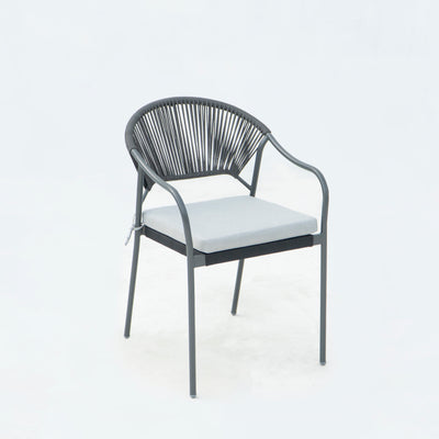 6 Place Seating Black Outdoor Patio Dining Chairs and Table Set