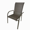 4 Place Seating Champagne Outdoor Aluminum Round Patio Dining Table and Stackable Chairs Set