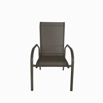 4 Place Seating Champagne Outdoor Aluminum Round Patio Dining Table and Stackable Chairs Set