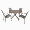 4 Place Seating Champagne Outdoor Aluminum Round Patio Dining Table and Stackable Chairs Set