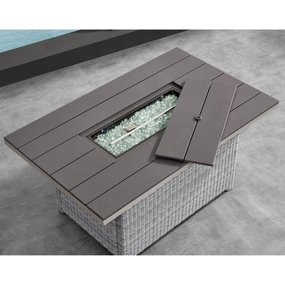 4 Place Seating Tricarico Outdoor Aluminum Sofa Conversation Set with Propane Gas Firepit Table