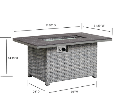 4 Place Seating Tricarico Outdoor Aluminum Sofa Conversation Set with Propane Gas Firepit Table