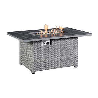 4 Place Seating Tricarico Outdoor Aluminum Sofa Conversation Set with Propane Gas Firepit Table