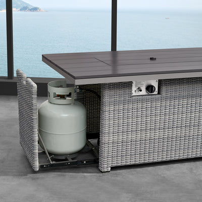 4 Place Seating Tricarico Outdoor Aluminum Sofa Conversation Set with Propane Gas Firepit Table