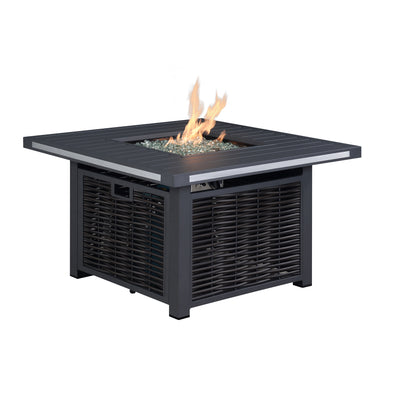 4 Place Seating Avola Outdoor Aluminum Conversation Set with Cushioned Sofa Chairs and Propane Gas Firepit Table