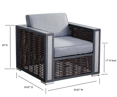 4 Place Seating Avola Outdoor Aluminum Conversation Set with Cushioned Sofa Chairs and Propane Gas Firepit Table