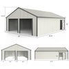 25x33 ft double garage metal shed with side entry door, featuring 15 GA galvanized steel frame and 8' wall height for ample storage.