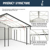  23' x 22' Double Garage Metal Shed with Side Entry Door Frame Details