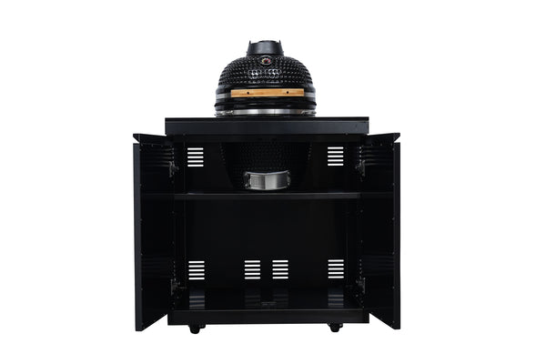 Cherylife SC2430A 115-Inch 6-Burner 85,000 BTU Gas Grill Island with 18" Kamado Charcoal Grill – Outdoor Kitchen with Wine Cooler, Refrigerator, Rotisserie, Granite Countertops & Storage