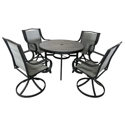 4 Place Seating Outdoor Patio Dining Table and Swivel Chairs Set