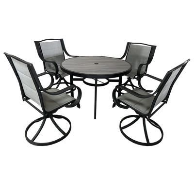 4 Place Seating Outdoor Patio Dining Table and Swivel Chairs Set