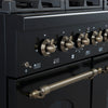 Forno Antico 48-Inch Dual Fuel Range, Black with Antique Brass Finish, 8 Burners, 94,000 BTU, 5.5 cu.ft. Double Ovens & Griddle