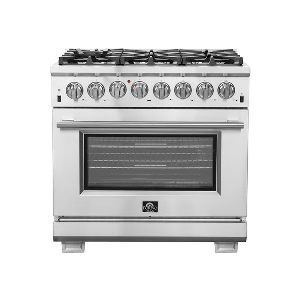 Forno Capriasca 36-Inch Freestanding Dual Fuel Range, 6 Burners, True Convection Oven