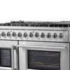 FORNO Galiano 48-Inch French Door Dual Fuel Range All Stainless Steel, 8 Sealed Burners, 107,000 BTU, Griddle, 6.58 cu.ft. Double Ovens