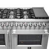 FORNO Galiano 48-Inch French Door Dual Fuel Range All Stainless Steel, 8 Sealed Burners, 107,000 BTU, Griddle, 6.58 cu.ft. Double Ovens
