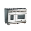 Forno Capriasca 48-Inch Freestanding Dual Fuel Range, 8 Burners, True Convection Oven with White Doors