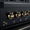 Forno Antico 36-inch Dual Fuel Range, Black and Antique Brass, 6 Burners, 4.5 cu.ft. Convection Oven