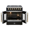 Forno Galiano 30-inch Freestanding French Door Dual Fuel Range Black