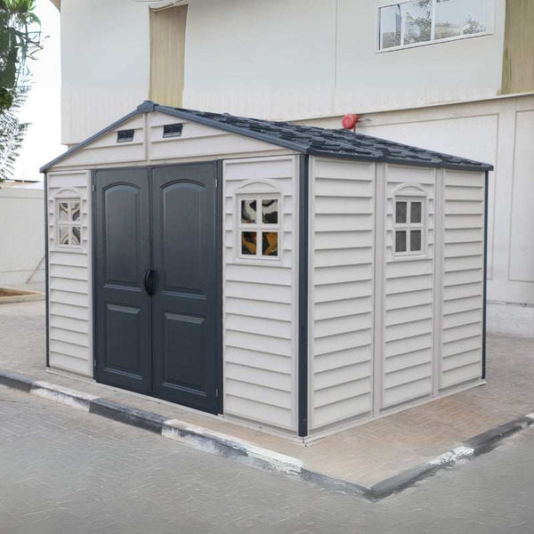 DuraMax 10.5x8 ft Vinyl Storage Shed 30227 01
