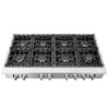 Forno Cossato Alta Qualita 48-Inch Pro-Style Gas Rangetop, Stainless Steel, 8 Sealed Burners, 107,000 BTU Total Output, Continuous Cast Iron Grates