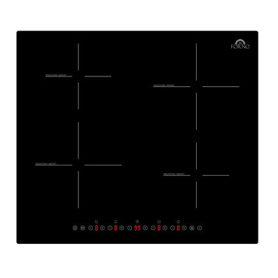 Forno Parco 24-Inch Induction Cooktop, 4 Zones, 7,200W Total Power, Touch Control, 9 Power Levels, Booster Function