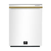 FORNO Premium 4-Piece Kitchen Bundle - Leonardo Espresso 30" White Range, 30" White Range Hood, 31" White Bottom Freezer Refrigerator, 24" White Built-In Dishwasher - FBDL-006-03US