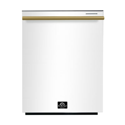 FORNO Premium 3-Piece Kitchen Bundle - Leonardo Espresso 30" White Range, 31" White Bottom Freezer Refrigerator, 24" White Built-In Dishwasher - FBDL-007-03US