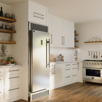 Forno Fortezza 32 Inch Left-Swing Freezer with Standard Trim Grill, Stainless Steel, with Automatic Ice Maker