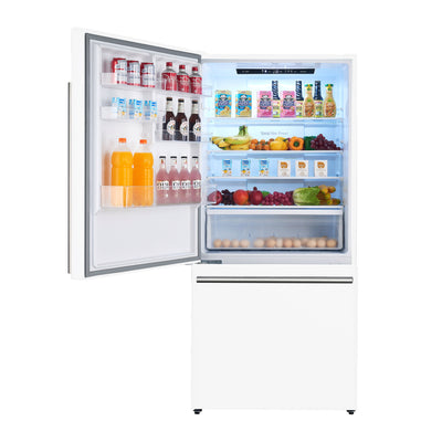 Forno Milano 2-Piece 62-Inch Freestanding Dual Bottom Freezer Refrigerator, White – 34.4 cu.ft, Touch Control, Ice Maker