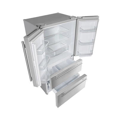 FORNO Premium 3-Piece Kitchen Bundle - Galiano 36" Gas Range, 36" French Door Refrigerator, 24" Built-In Dishwasher - FBDL-004-01CAUS