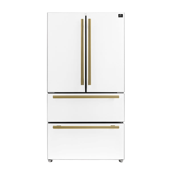 Forno Moena Espresso 36-Inch White French Door Refrigerator, 19.2 Cu. Ft., Frost-Free, Automatic Ice Maker, ENERGY STAR Certified