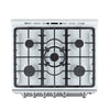 Forno Leonardo Espresso 30-Inch White Gas Range, 5 Burners, 39,500 BTU, 5 cu.ft Convection Oven