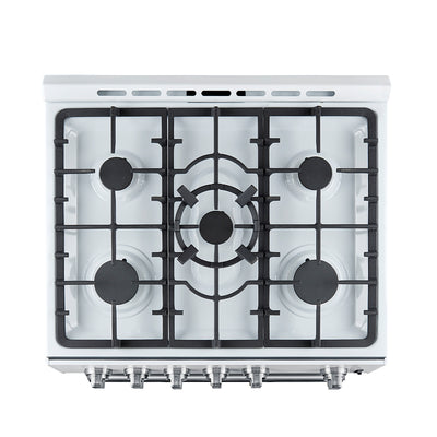 Forno Leonardo Espresso 30-Inch White Gas Range, 5 Burners, 39,500 BTU, 5 cu.ft Convection Oven