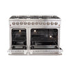 Forno Galiano 48-Inch Freestanding Dual Fuel Range, 8 Burners, Double Convection Ovens