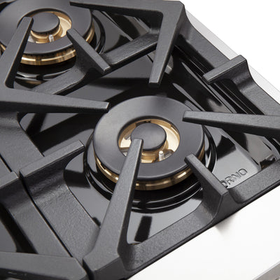 FORNO Capriasca 48-inch Gas Range Stainless Steel, 8 Brass Burners 160,000 BTU, 6.58 cu.ft. Double Oven