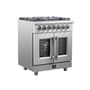 Forno Massimo 30-Inch Freestanding French Door Dual Fuel Range, 4 Burners, True Convection Oven