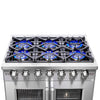 Forno Capriasca 36-Inch Freestanding French Door Gas Range, 6 Burners, Convection Oven, Energy Efficient
