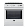 Forno Leonardo Espresso 30-Inch Slide-In White Induction Range, Convection Oven, 5 Cooking Zones, Touch Control Panel