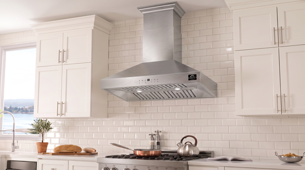 Forno Coppito 30-Inch Island Range Hood, Stainless Steel, LED Lighting, Adjustable Fan Speeds