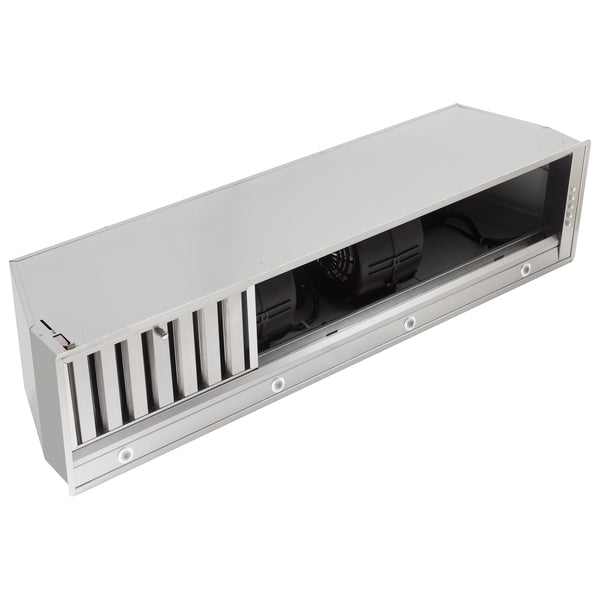Forno Frassanito 48-Inch Recessed Range Hood, Stainless Steel Baffle Filters, LED Lighting