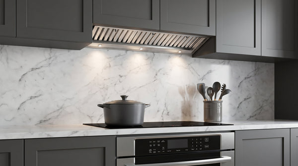 Forno Frassanito 48-Inch Recessed Range Hood, Stainless Steel Baffle Filters, LED Lighting