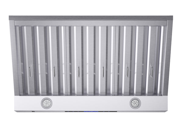 Forno Palazzo 36-Inch Wall Mounted Range Hood, Stainless Steel, Heavy Duty Baffle Filters, Remote Control
