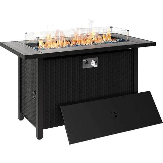 Outdoor Fire Pit Table with Lid Propane 50,000 BTU 54 Inch - Cherylife.