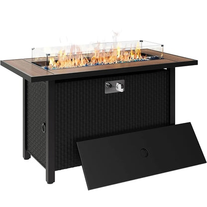 Outdoor Fire Pit Table with Lid Propane 50,000 BTU 54 Inch